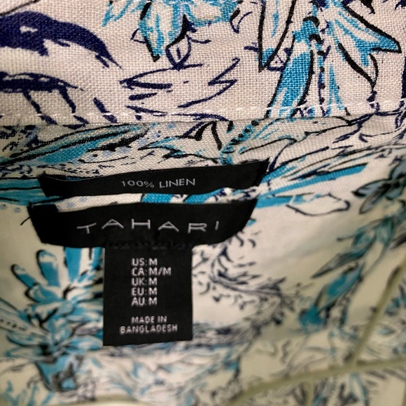 Tahari Linen Blouse Button Front L/S. Medium - Picture 6 of 8